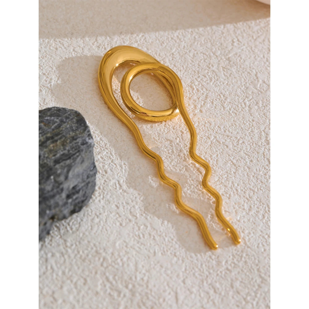 Geometric Metal Hairpin – Gold/Silver Stainless Steel Accessory