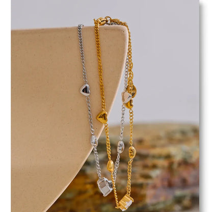 Zirconia Heart Anklet – Gold Plated Stainless Steel