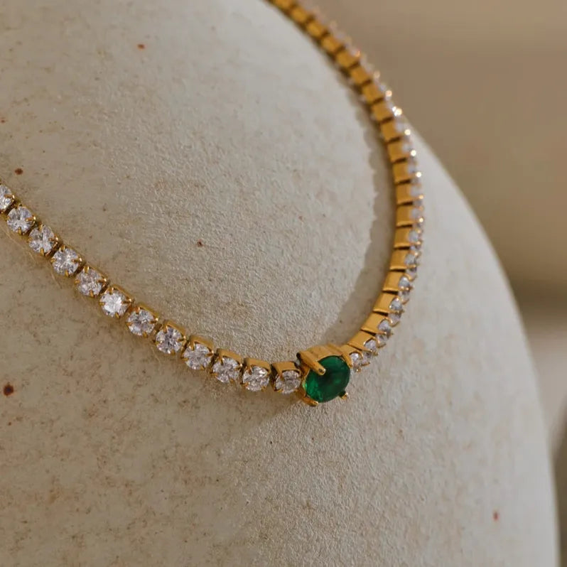 2MM Cubic Zirconia Charm Bracelet – 18K Gold Plated Stainless Steel