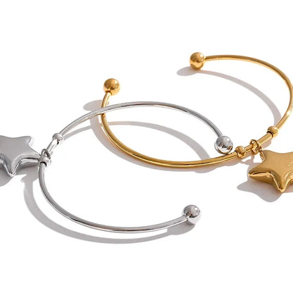 Star Cuff Bracelet – 18K Gold Stainless Steel Waterproof Bracelet