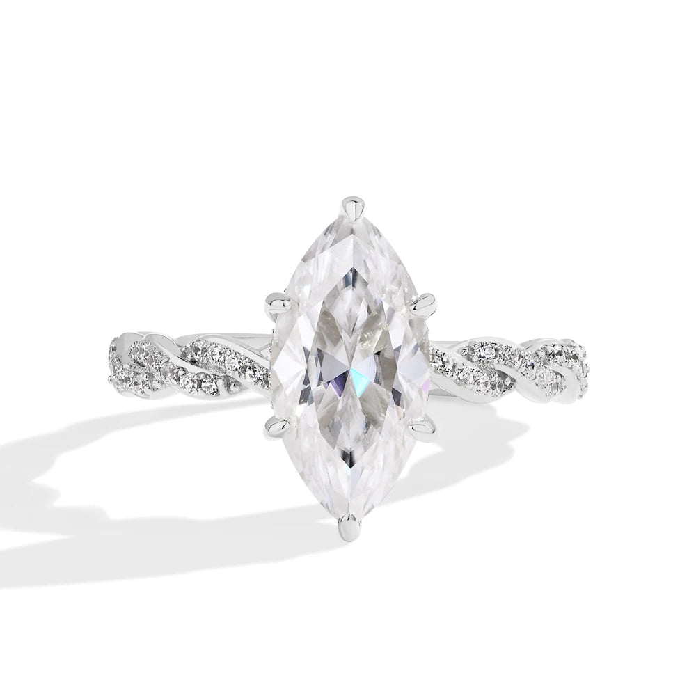 Luxe Jewels 3.0CT Marquise Cut Moissanite Engagement Ring For Women (14*7MM Stone) S925 Sterling Silver Jewelry