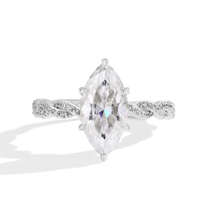 Luxe Jewels 3.0CT Marquise Cut Moissanite Engagement Ring For Women (14*7MM Stone) S925 Sterling Silver Jewelry