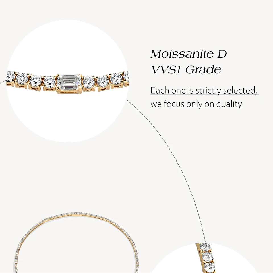 Luxe Jewels - 3mm Moissanite Tennis Necklace for Women 925 Sterling Silver 14.5 Carat Moissanites
