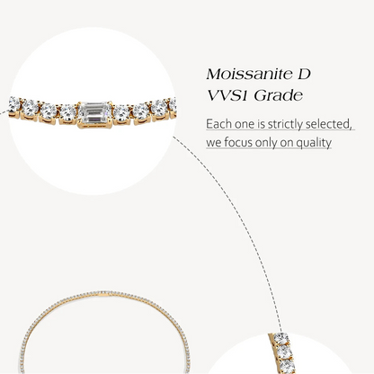 Luxe Jewels - 3mm Moissanite Tennis Necklace for Women 925 Sterling Silver 14.5 Carat Moissanites