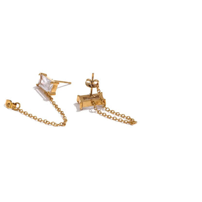Tarnish-Free Gold Plated Drop Earrings – Shiny Cubic Zirconia Gemstones