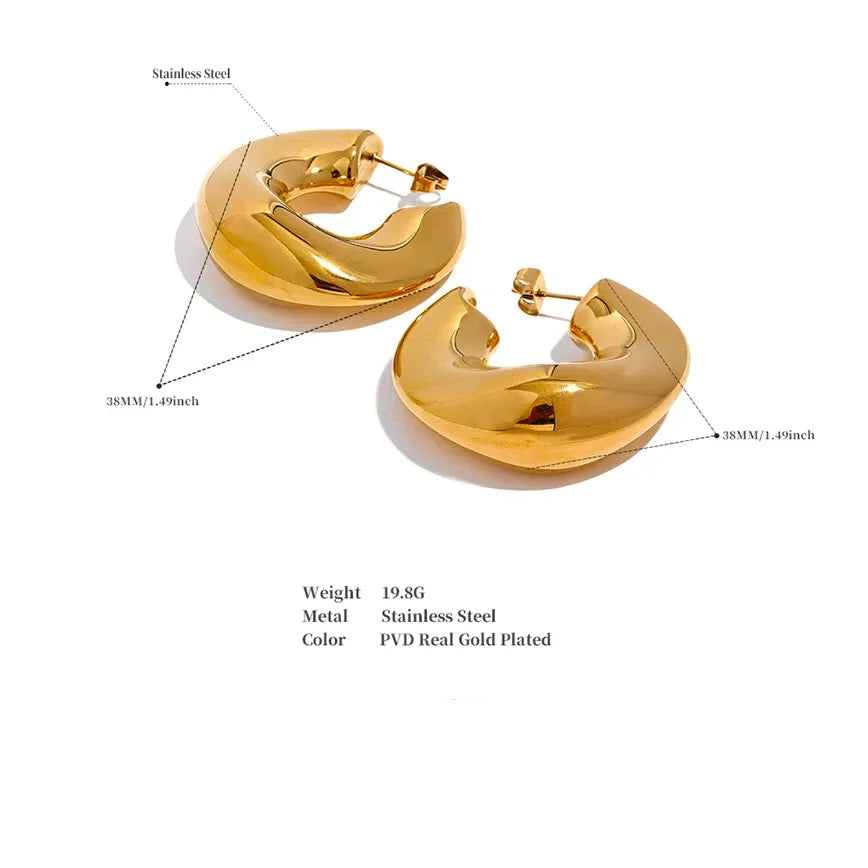 316 Stainless Steel Geometric Creative Chunky Unusual Earrings Minimalist Metal High Quality Golden Statement Jewelry