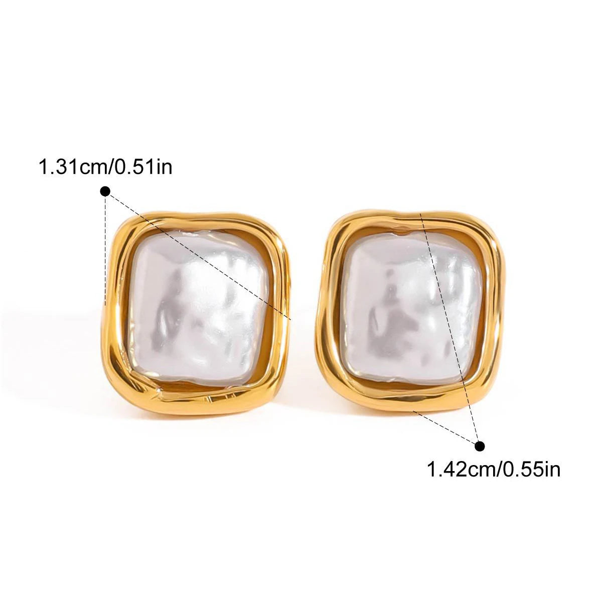 Elegant Square Pearl Earrings Stainless Steel 18K PVD Plated Waterproof 2025