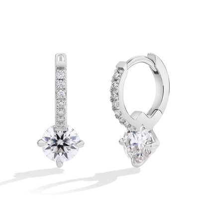 One Carat Full Moissanite Diamond Earrings - S925 Sterling Silver 4-Claws Eardrop For Women
