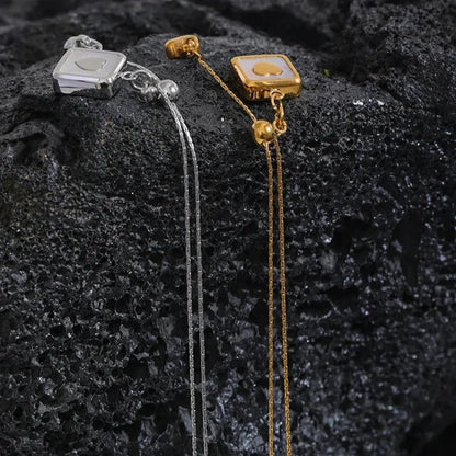 18K Gold Plated Square Heart Necklace – Shell Pendant