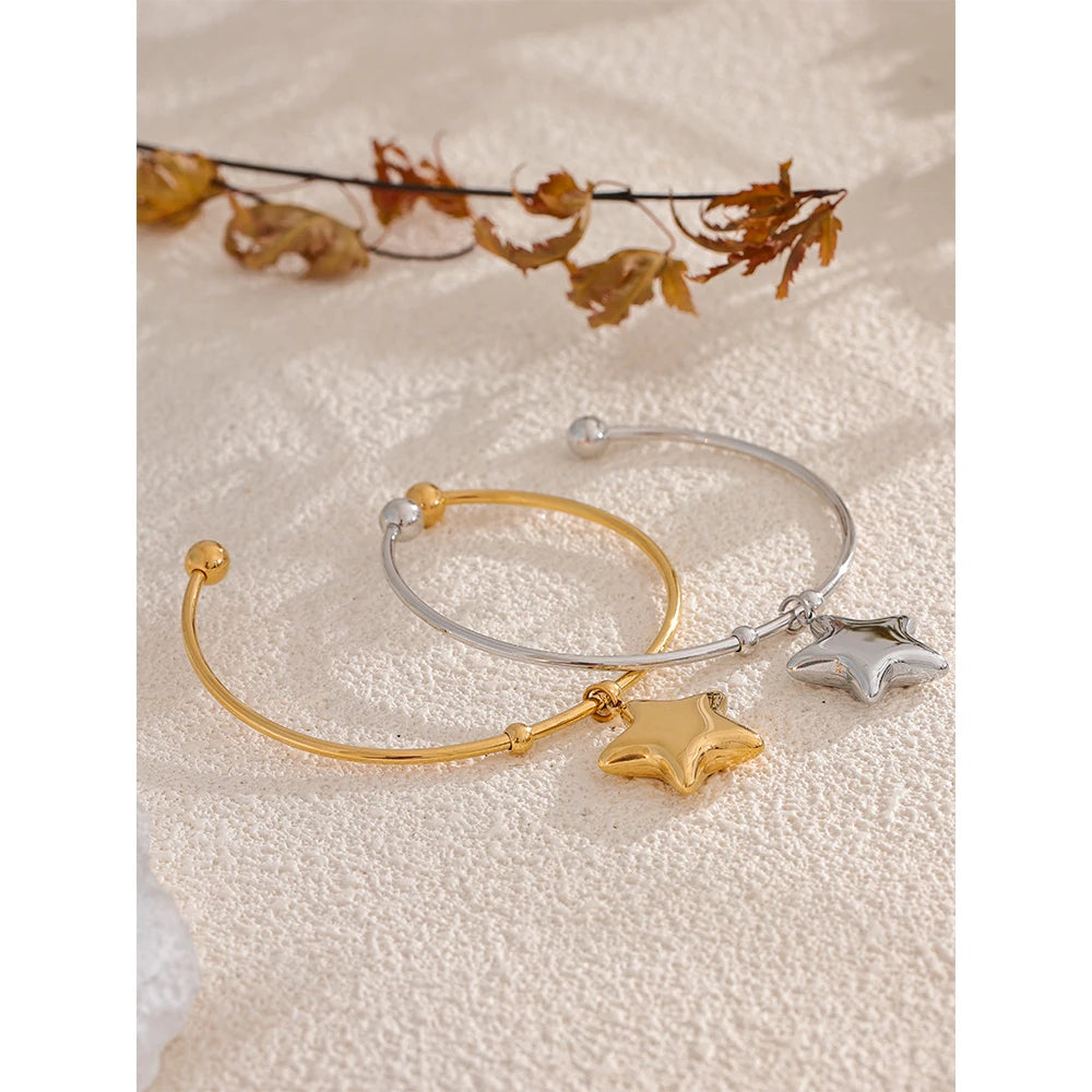 Star Cuff Bracelet – 18K Gold Stainless Steel Waterproof Bracelet