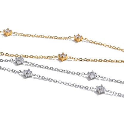 Cubic Zirconia Jewelry Set – Stainless Steel Necklace - Bracelet & Anklet