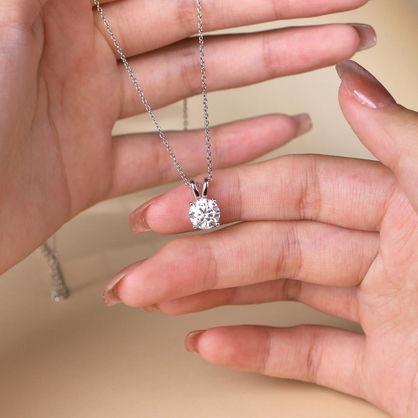 Luxe Jewels 2Carat 8.0mm Real Moissanite Pendant Necklace For Women 100% 925 Sterling Silver