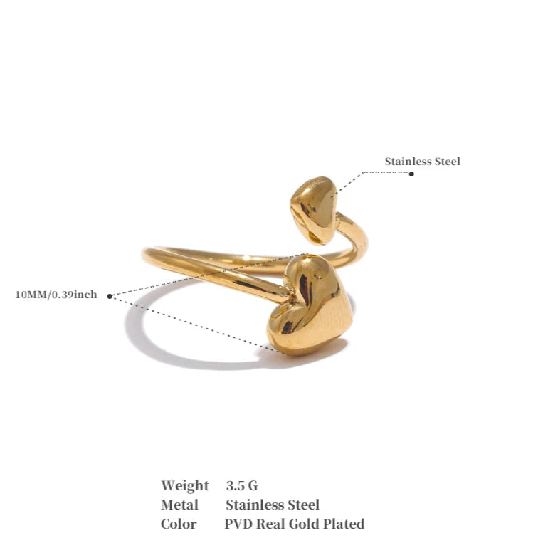 Luxe Jewels Handmade Stainless Steel Heart Ring – High-Quality Waterproof Jewelry