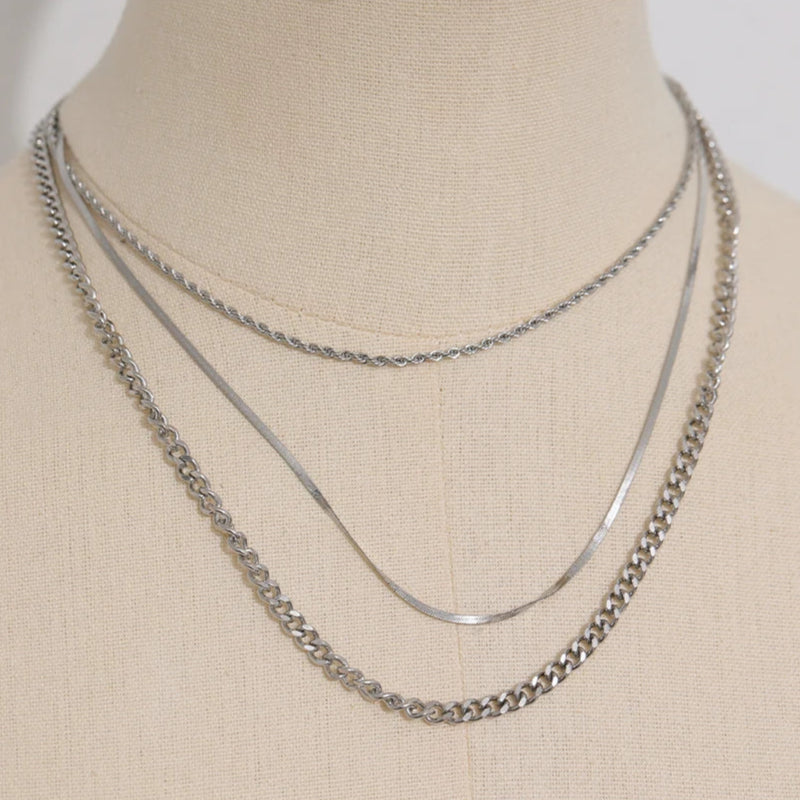 Stylish Golden Necklace Set – Durable Stainless Steel Layers