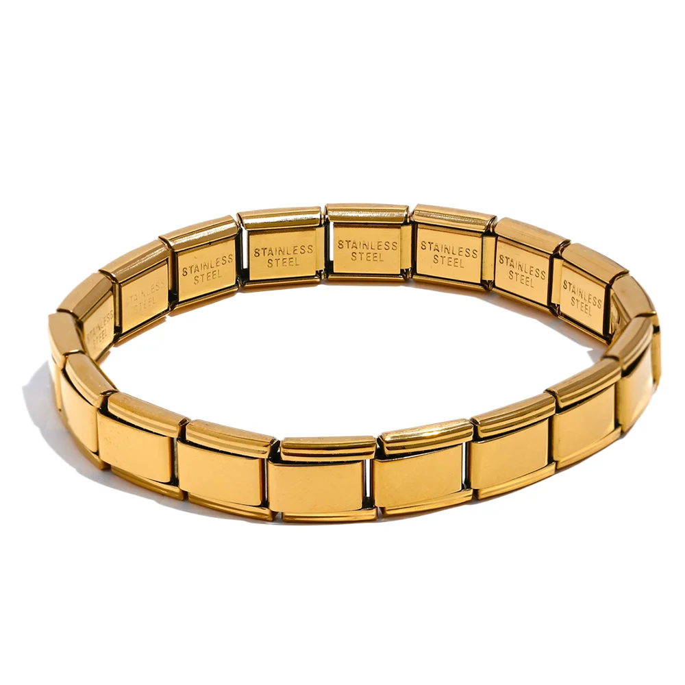 Square Elastic Bracelet – 316 Stainless Steel - 18K Gold Plated