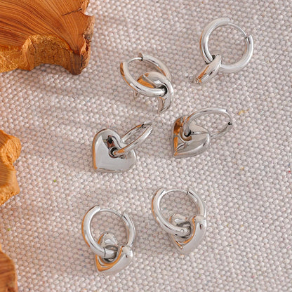 Star Moon Heart Pendant Drop Hoop Huggie Earrings 18k Gold Plated Trendy Waterproof Stainless Steel Fashion Charm Jewelry