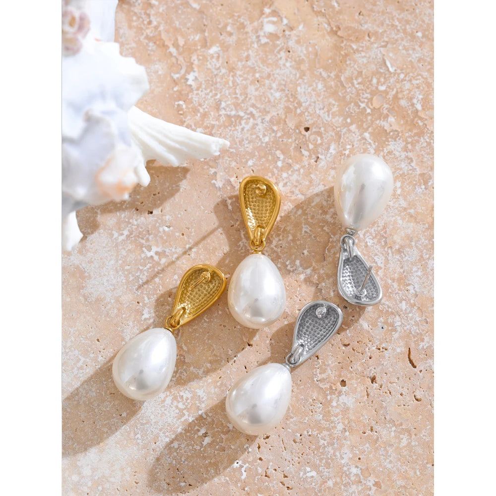 Pearl Drop Elegant Earrings Stylish Stainless Steel Versatile Daily Jewelry