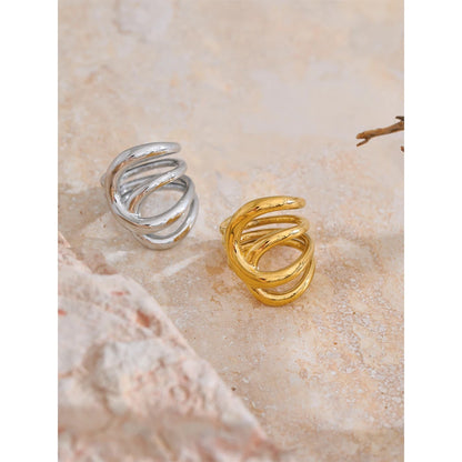 Luxe Jewels Gold Plated Stylish Unique Design Stainless Steel Ring – 18K Gold Plated Waterproof Jewellery