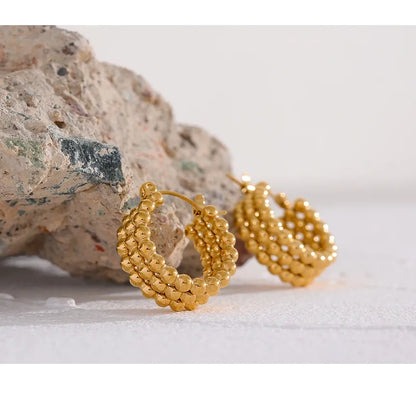 Stainless Steel Metal Gold Hoop Earrings Fashion Charm 18K-Plated PVD Waterproof Jewelry Huggie Hoop Earrings