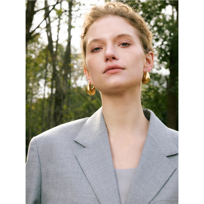 High Quality Stainless Steel Glossy Smooth Metal Chunky Hollow Hoop Earrings 18K Real Gold PVD Plated Jewelry