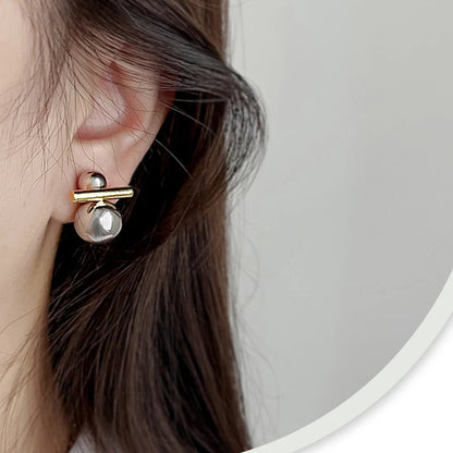 Greatera Trendy Two Tone Double Metal Ball Drop Earrings For Women Gold Silver Color Geometric Statement Earrings Jewelry 2023