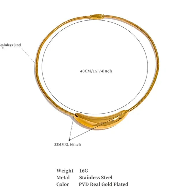 Gold Necklace – Waterproof Stainless Steel Statement Jewelry