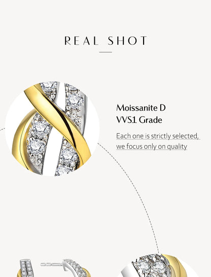 Luxe Jewels Moissanite 925 Sterling Silver Stud Earrings for Women