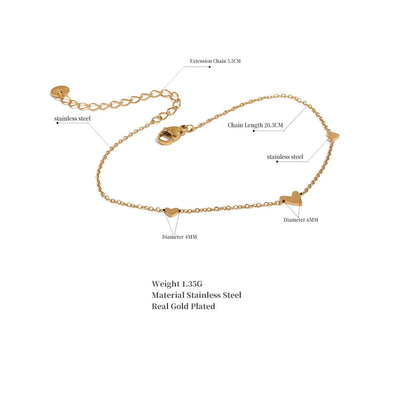 Heart Charm Anklet – Gold & Silver 18K PVD Stainless Steel