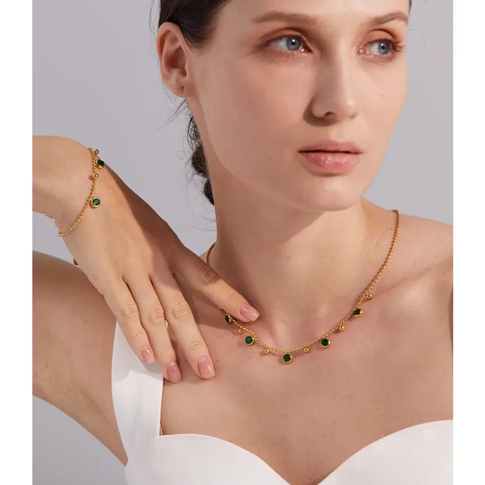 Cubic Zirconia Necklace and Bracelet Set – Luxury Sparkling Jewelry Set