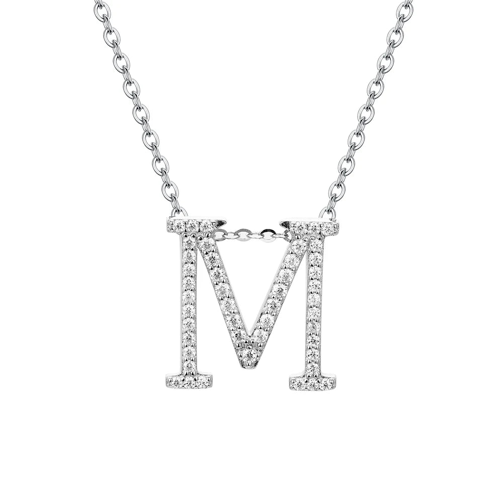Valentine's Day Gift  - Letter Necklaces Pendants 100% 925 Sterling Silver Unisex (D VVS1 Colour Moissanite)Jewelry