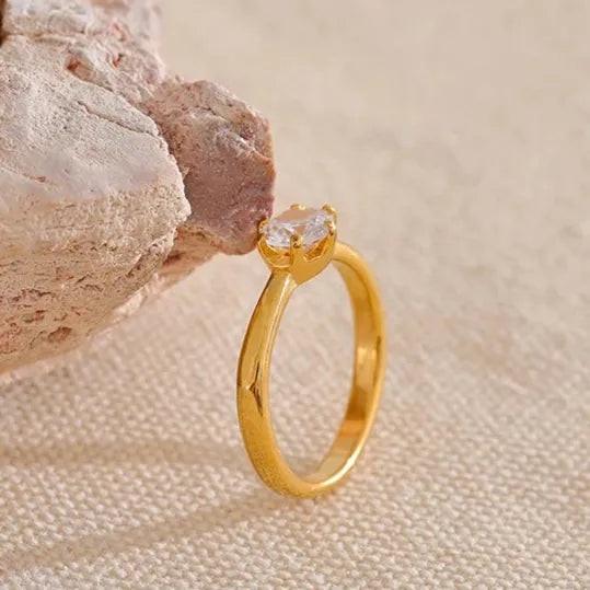 Luxe Jewels Cubic Zirconia Classic Ring – High-Quality 18K Gold Plated Jewelry