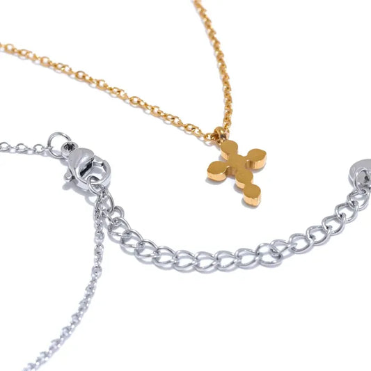 Gold & Platinum Plated Cross Necklace – Chic Religious Jewelry