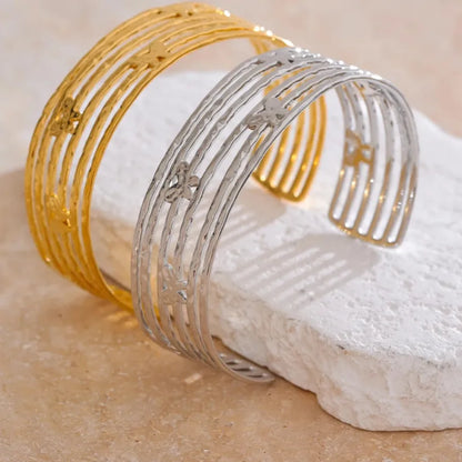 Butterfly Cuff Bracelet – Gold-Plated Stainless Steel Wide Open Bangle