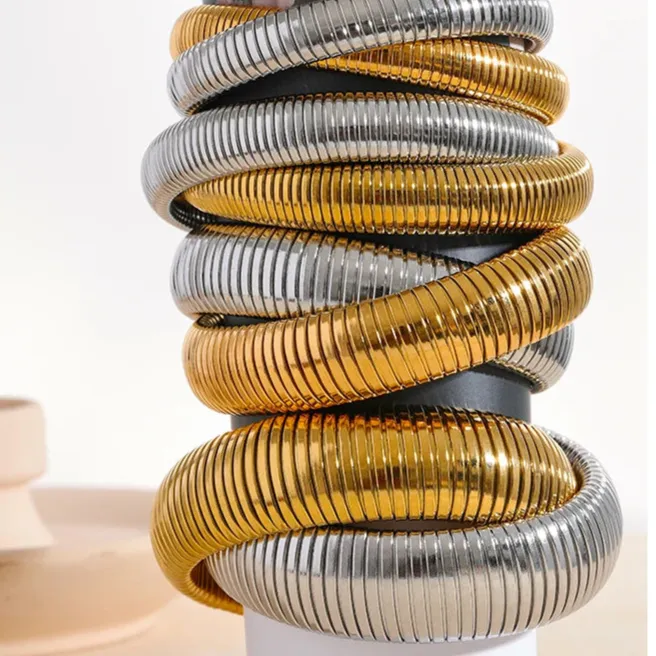 Elastic Punk Bracelet – 18K Gold Plated Stainless Steel Bangle