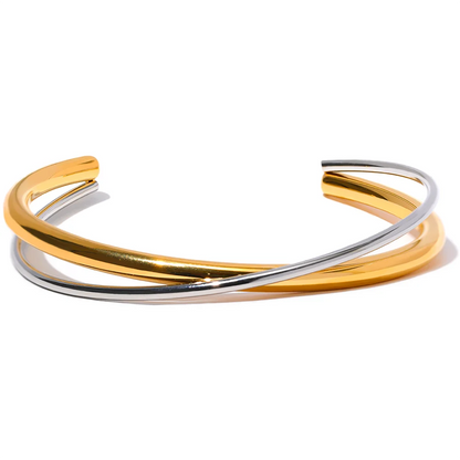 Double Color Geometric Cuff – 18K Gold Plated Stainless Steel