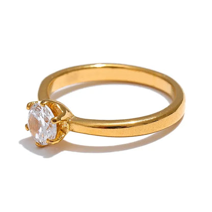 Luxe Jewels Cubic Zirconia Classic Ring – High-Quality 18K Gold Plated Jewelry