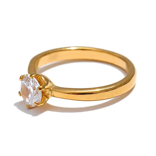 Luxe Jewels Cubic Zirconia Classic Ring – High-Quality 18K Gold Plated Jewelry