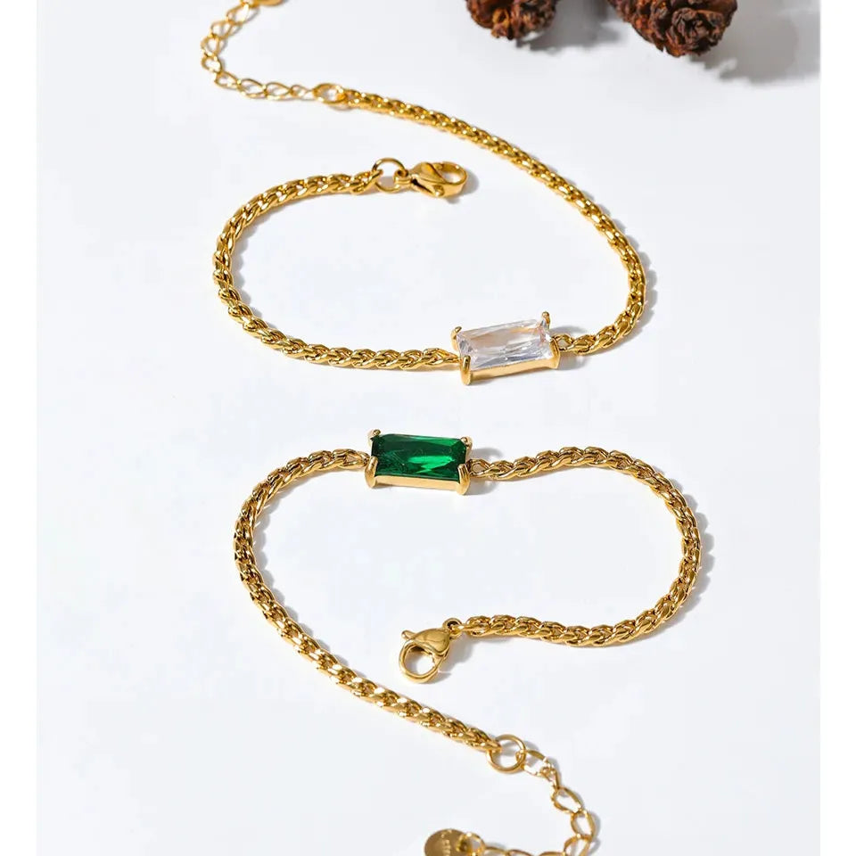 Cubic Zirconia Gold Stainless Steel Bracelet – Waterproof Chic Jewelry