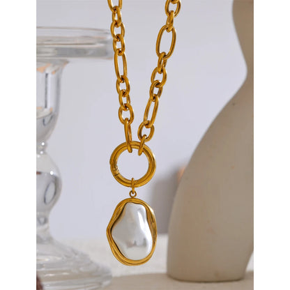 50CM Baroque Pearl Pendant Necklace – Gold Stainless Steel