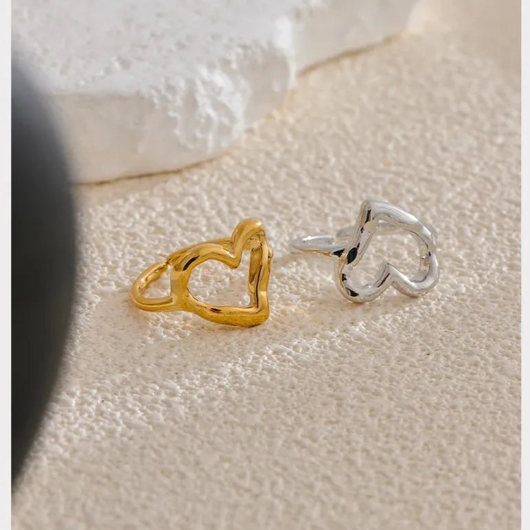 Luxe Jewels Women’s Stainless Steel Heart Love Ring - 18K Gold Plated Jewelry