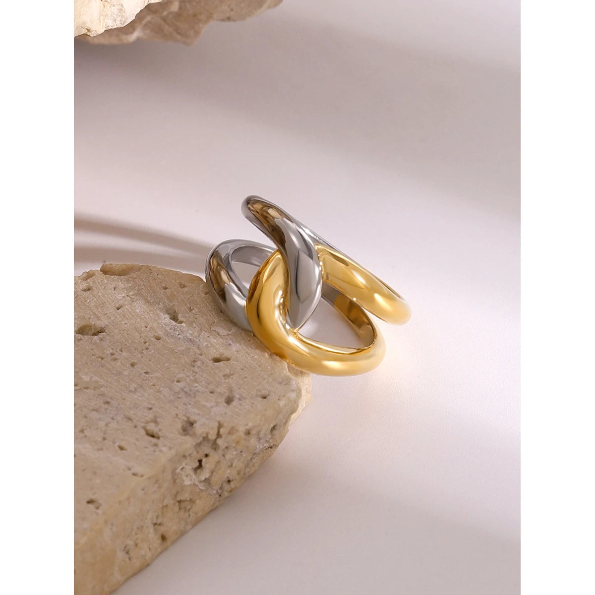 Luxe Jewels Minimalist Stainless Steel Fashion Ring - 18K Gold Plated Jewelry