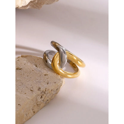 Luxe Jewels Minimalist Stainless Steel Fashion Ring - 18K Gold Plated Jewelry