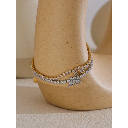 3MM Butterfly Zirconia Tennis Bracelet – Gold/Silver Stainless Steel, Delicate & Bling