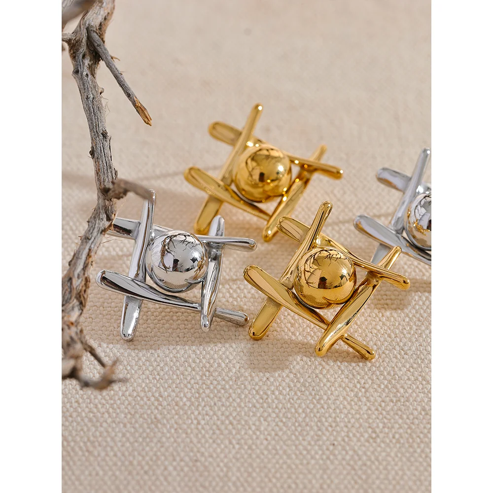 New Stainless Steel Geometric Stud Earrings Waterproof Metal