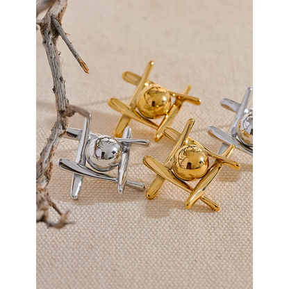 New Stainless Steel Geometric Stud Earrings Waterproof Metal