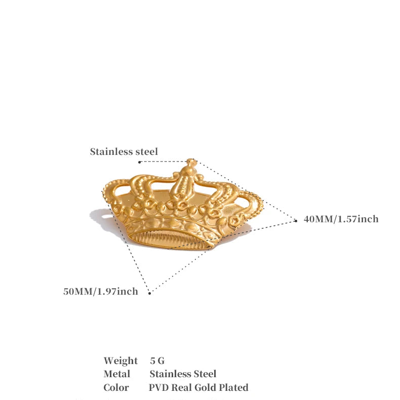 Crown Brooch Pin – Gold-Plated Stainless Steel Rust-Proof Accessory