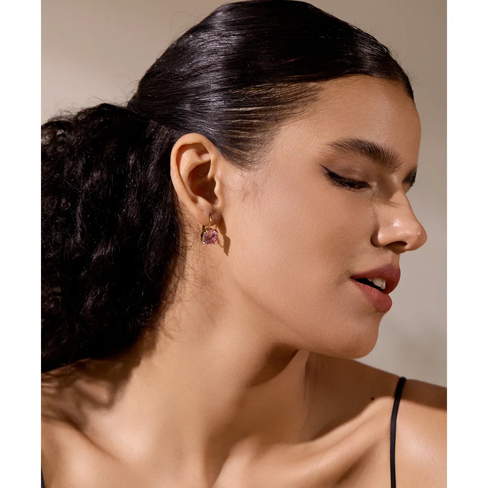 Colorful Cubic Zirconia Round Hoop Earrings – Gold Plated