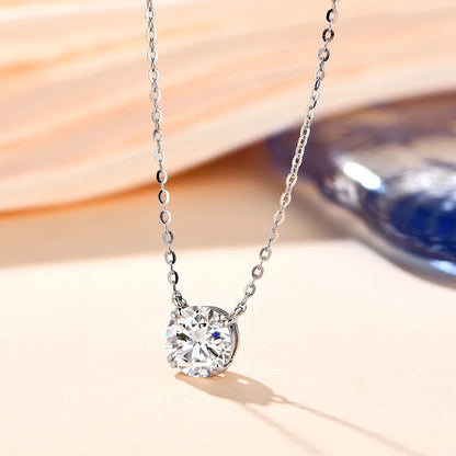 Luxe Jewels Moissanite Diamond 6.5mm 1CT Necklace Pendant For Women - 925 Silver Necklace