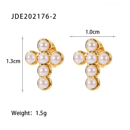 Uworld High Quality Imitation Pearls Drop Stainless Steel Golden Korean Hoop Earrings Charms Fashion Jewelry Bijoux Femme Gift