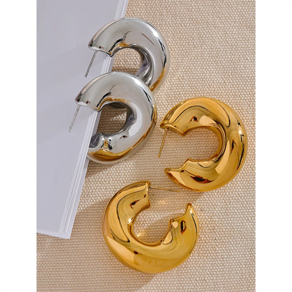 316 Stainless Steel Geometric Creative Chunky Unusual Earrings Minimalist Metal High Quality Golden Statement Jewelry